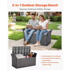 Panca contenitore da esterno VEVOR, panca contenitore in rattan PE per 2 persone, contenitore da esterno da 150 litri con cuscino e maniglia laterale, supporta fino a 180 kg, grigio