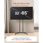 Supporto TV VEVOR su ruote, Carrello TV mobile per schermi da 32-65 pollici, Regolabile in altezza, Supporto monitor portatile con ruote, Capacità di carico fino a 40 kg, Nero