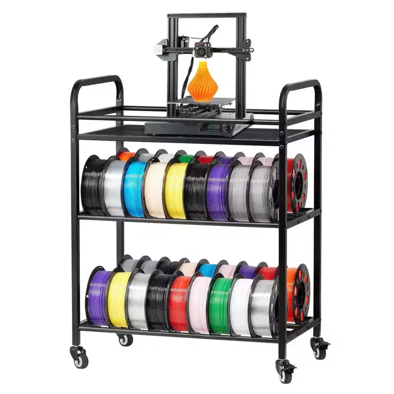 VIYET 3 Tier Heavy Duty 3D Printer Filament Storage Carts, Rolling with Wheels for Office Workshop, Shelf Only