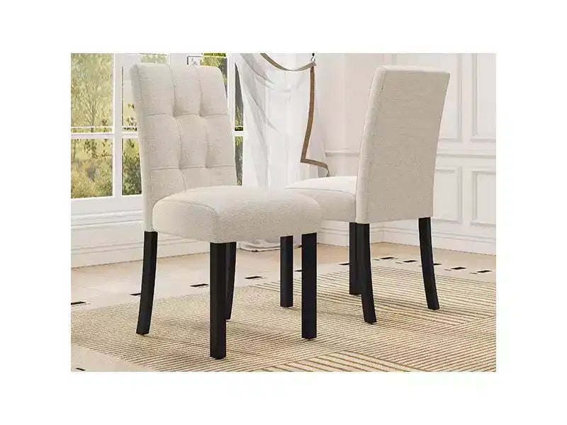 Lot de 4 chaises de salle à manger modernes capitonnées avec pieds en bois d'hévéa et assise rembourrée