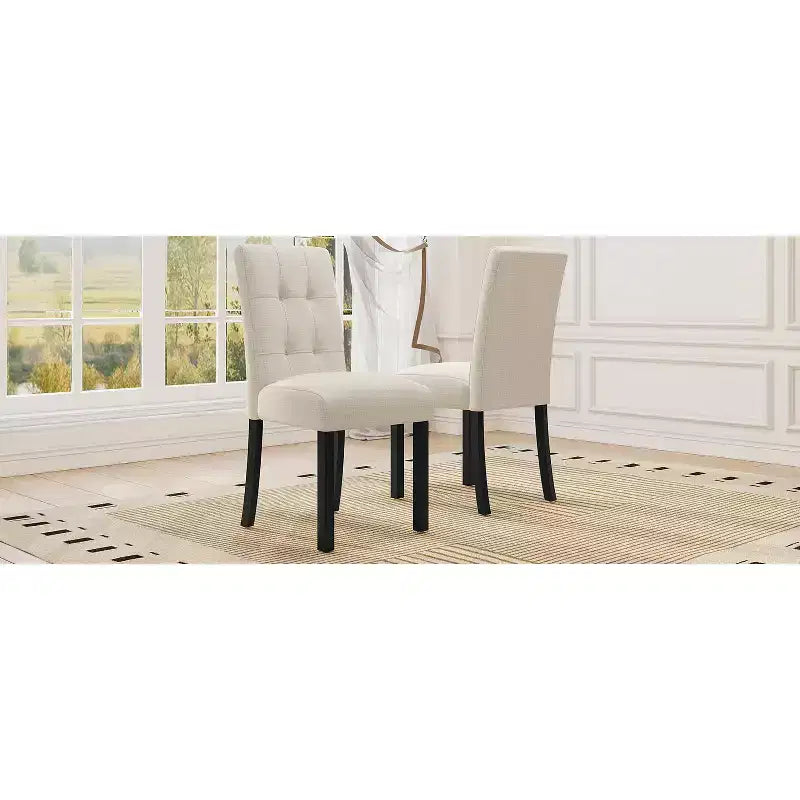 Lot de 4 chaises de salle à manger modernes capitonnées avec pieds en bois d'hévéa et assise rembourrée