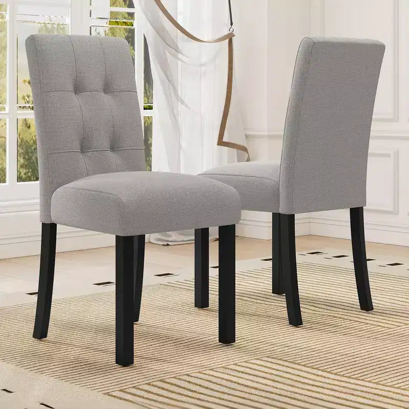 Lot de 4 chaises de salle à manger modernes capitonnées avec pieds en bois d'hévéa et assise rembourrée