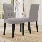 Lot de 4 chaises de salle à manger modernes capitonnées avec pieds en bois d'hévéa et assise rembourrée