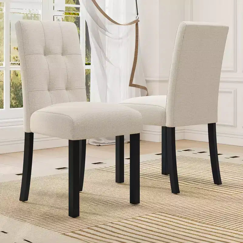 Lot de 4 chaises de salle à manger modernes capitonnées avec pieds en bois d'hévéa et assise rembourrée