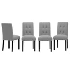 Lot de 4 chaises de salle à manger modernes capitonnées avec pieds en bois d'hévéa et assise rembourrée