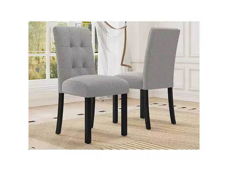 Lot de 4 chaises de salle à manger modernes capitonnées avec pieds en bois d'hévéa et assise rembourrée