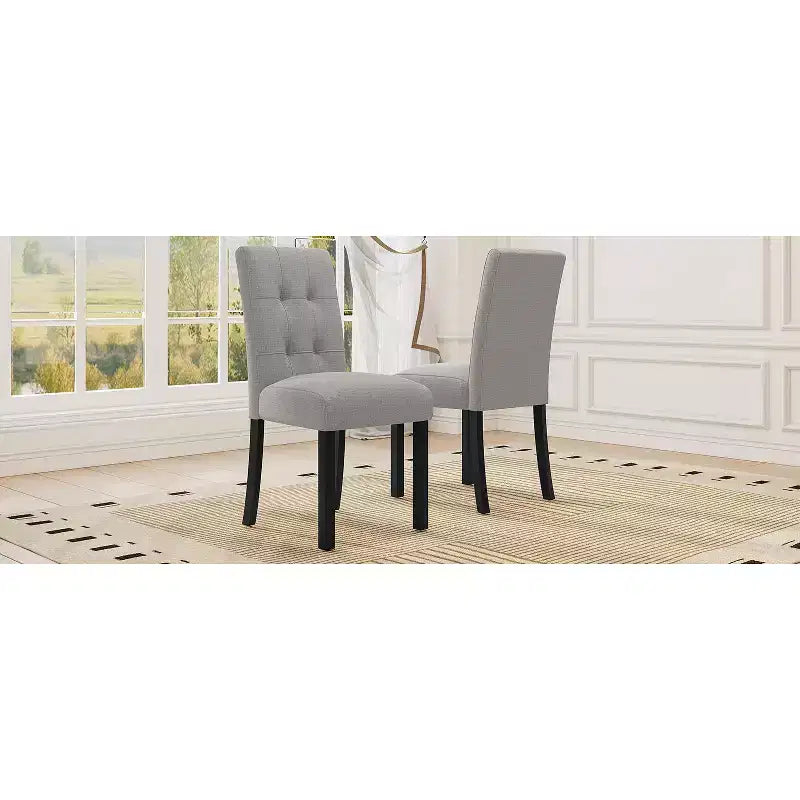 Lot de 4 chaises de salle à manger modernes capitonnées avec pieds en bois d'hévéa et assise rembourrée