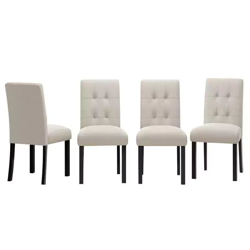 Lot de 4 chaises de salle à manger modernes capitonnées avec pieds en bois d'hévéa et assise rembourrée