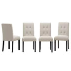 Lot de 4 chaises de salle à manger modernes capitonnées avec pieds en bois d'hévéa et assise rembourrée