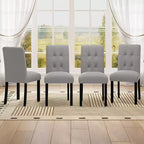 Lot de 4 chaises de salle à manger modernes capitonnées avec pieds en bois d'hévéa et assise rembourrée