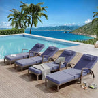 Coolmee Set di 2 Lettini Reclinabili Pieghevoli in Rattan da Esterno, Sdraio da Giardino con Schienale Regolabile in 5 Posizioni e Cuscino, Ideali per Patio e Piscina