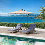 Coolmee Set di 2 Lettini Reclinabili Pieghevoli in Rattan da Esterno, Sdraio da Giardino con Schienale Regolabile in 5 Posizioni e Cuscino, Ideali per Patio e Piscina