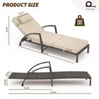 Coolmee Set di 2 Lettini Reclinabili Pieghevoli in Rattan da Esterno, Sdraio da Giardino con Schienale Regolabile in 5 Posizioni e Cuscino, Ideali per Patio e Piscina