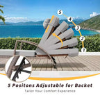 Coolmee Set di 2 Lettini Reclinabili Pieghevoli in Rattan da Esterno, Sdraio da Giardino con Schienale Regolabile in 5 Posizioni e Cuscino, Ideali per Patio e Piscina