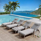 Coolmee Set di 2 Lettini Reclinabili Pieghevoli in Rattan da Esterno, Sdraio da Giardino con Schienale Regolabile in 5 Posizioni e Cuscino, Ideali per Patio e Piscina