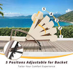 Coolmee Set di 2 Lettini Reclinabili Pieghevoli in Rattan da Esterno, Sdraio da Giardino con Schienale Regolabile in 5 Posizioni e Cuscino, Ideali per Patio e Piscina