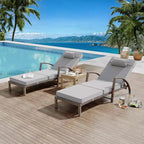 Coolmee Set di 2 Lettini Reclinabili Pieghevoli in Rattan da Esterno, Sdraio da Giardino con Schienale Regolabile in 5 Posizioni e Cuscino, Ideali per Patio e Piscina