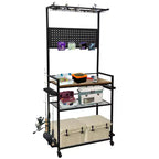 Fishing Rod Holders for Garage, 3-Tier Fishing Pole Rack Holds 12 Rods with Hooks & Pegboard, Gear Storage Organizer for Tackle Box Storage