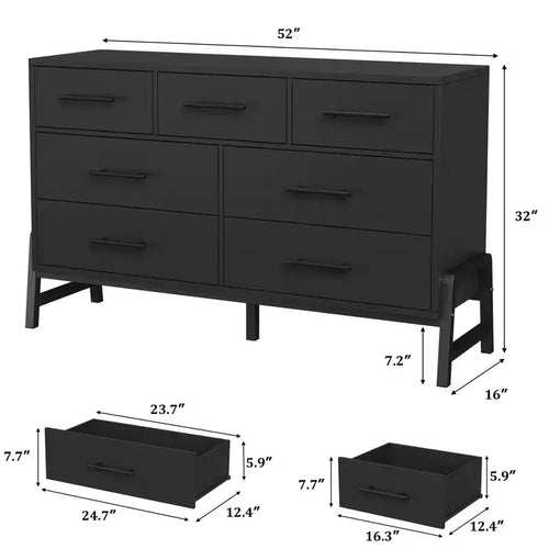 Cassettiera autoportante in legno a 7 cassetti, mobile contenitore per camera da letto, soggiorno e ingresso