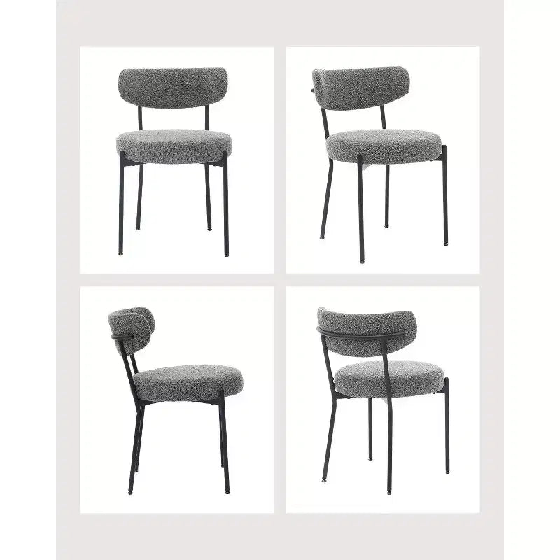 Coolmee Sedie da Pranzo Set di 2, Sedie Imbottite Mid-Century con Schienale Curvo, Gambe in Metallo Nero Carico Massimo 120 kg, Sedie da Cucina Moderne