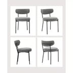Coolmee Sedie da Pranzo Set di 2, Sedie Imbottite Mid-Century con Schienale Curvo, Gambe in Metallo Nero Carico Massimo 120 kg, Sedie da Cucina Moderne