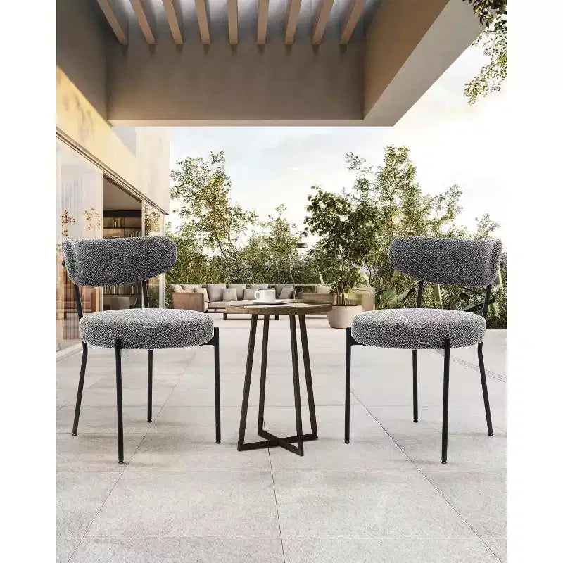 Coolmee Sedie da Pranzo Set di 2, Sedie Imbottite Mid-Century con Schienale Curvo, Gambe in Metallo Nero Carico Massimo 120 kg, Sedie da Cucina Moderne