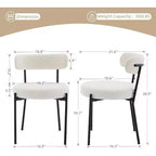 Coolmee Sedie da Pranzo Set di 2, Sedie Imbottite Mid-Century con Schienale Curvo, Gambe in Metallo Nero Carico Massimo 120 kg, Sedie da Cucina Moderne