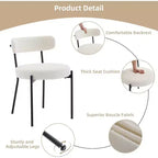 Coolmee Sedie da Pranzo Set di 2, Sedie Imbottite Mid-Century con Schienale Curvo, Gambe in Metallo Nero Carico Massimo 120 kg, Sedie da Cucina Moderne