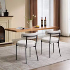 Coolmee Sedie da Pranzo Set di 2, Sedie Imbottite Mid-Century con Schienale Curvo, Gambe in Metallo Nero Carico Massimo 120 kg, Sedie da Cucina Moderne