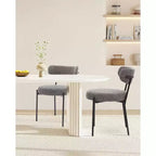 Coolmee Sedie da Pranzo Set di 2, Sedie Imbottite Mid-Century con Schienale Curvo, Gambe in Metallo Nero Carico Massimo 120 kg, Sedie da Cucina Moderne