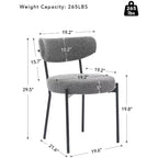 Coolmee Sedie da Pranzo Set di 2, Sedie Imbottite Mid-Century con Schienale Curvo, Gambe in Metallo Nero Carico Massimo 120 kg, Sedie da Cucina Moderne
