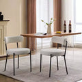 Coolmee Dining Chairs Set of 2,Mid Century Upholstered Chairs with Curved Backrest,265lbs Max Load Black Metal Legs,Modern Kitchen Chairs