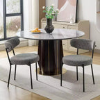 Coolmee Sedie da Pranzo Set di 2, Sedie Imbottite Mid-Century con Schienale Curvo, Gambe in Metallo Nero Carico Massimo 120 kg, Sedie da Cucina Moderne