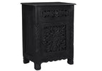 HomeRoots 30 Black Solid Wood Distressed One Drawer Nightstand