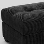 HomeRoots Pouf trapuntato in velluto a coste nero 37