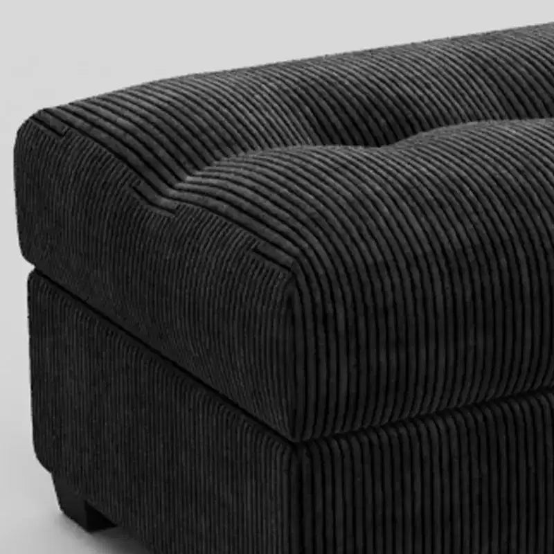 HomeRoots Pouf trapuntato in velluto a coste nero 37