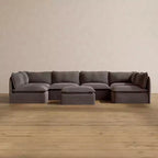 Anabei Modular Washable 6-Seater Open-Ends U-Sectional Sofa + Ottoman | Memorix+ Seat & Contour Pillow