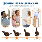 Fauteuil inclinable releveur surdimensionné, Rembourrage doux, Porte-gobelets, Poche latérale, Aide au lever, Fauteuil de relaxation confortable pour salon, chambre à coucher
