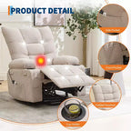 Fauteuil inclinable releveur surdimensionné, Rembourrage doux, Porte-gobelets, Poche latérale, Aide au lever, Fauteuil de relaxation confortable pour salon, chambre à coucher