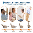 Fauteuil inclinable releveur surdimensionné, Rembourrage doux, Porte-gobelets, Poche latérale, Aide au lever, Fauteuil de relaxation confortable pour salon, chambre à coucher