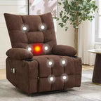 Fauteuil inclinable releveur surdimensionné, Rembourrage doux, Porte-gobelets, Poche latérale, Aide au lever, Fauteuil de relaxation confortable pour salon, chambre à coucher