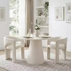 Set Tavolo da Pranzo Piccolo per 2, Sedie Imbottite Beige, Tavolo da Pranzo Rotondo con Piedistallo, Mobili da Cucina Moderni e Compatti-Panipeachy