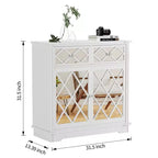 Credenza a buffet Accent con 2 ante a specchio decorative e 2 cassetti estraibili, mobile contenitore moderno per soggiorno, camera da letto