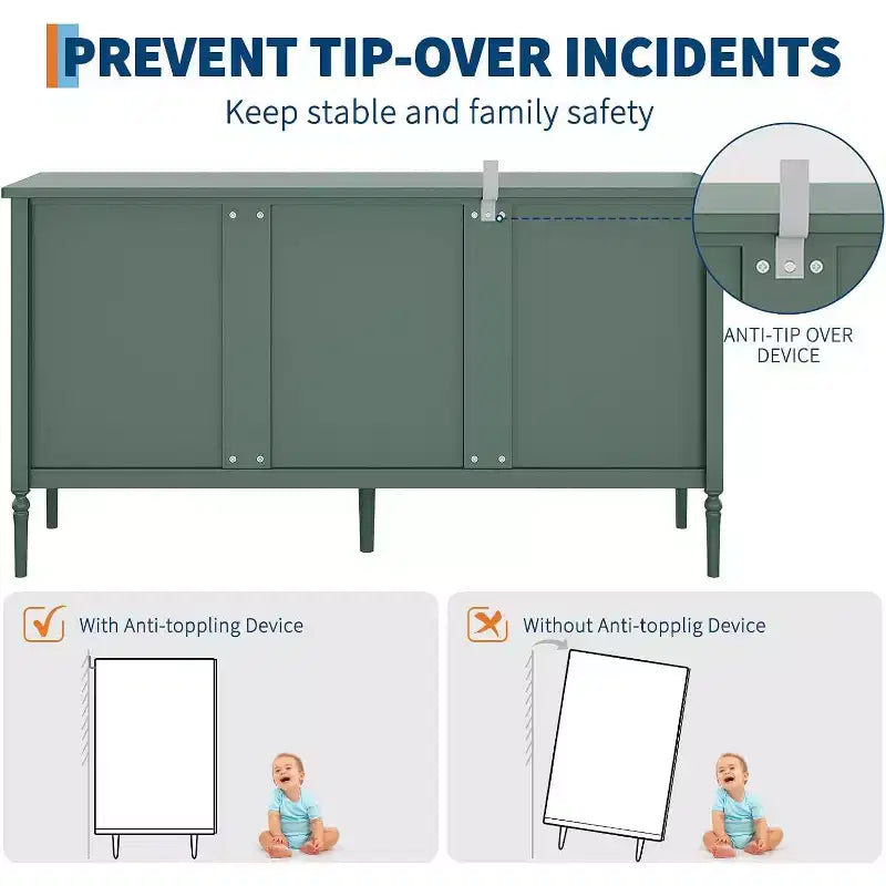Credenza da Buffet Moderna da 59 Pollici con Mobile Contenitore, 4 Ante e Scaffali Regolabili, Credenza Mobile Bar per Sala da Pranzo e Soggiorno