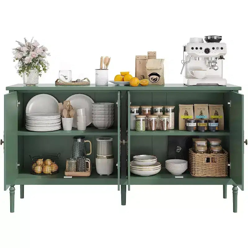 Credenza da Buffet Moderna da 59 Pollici con Mobile Contenitore, 4 Ante e Scaffali Regolabili, Credenza Mobile Bar per Sala da Pranzo e Soggiorno