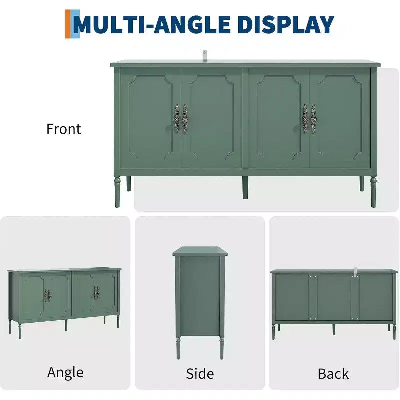 Credenza da Buffet Moderna da 59 Pollici con Mobile Contenitore, 4 Ante e Scaffali Regolabili, Credenza Mobile Bar per Sala da Pranzo e Soggiorno
