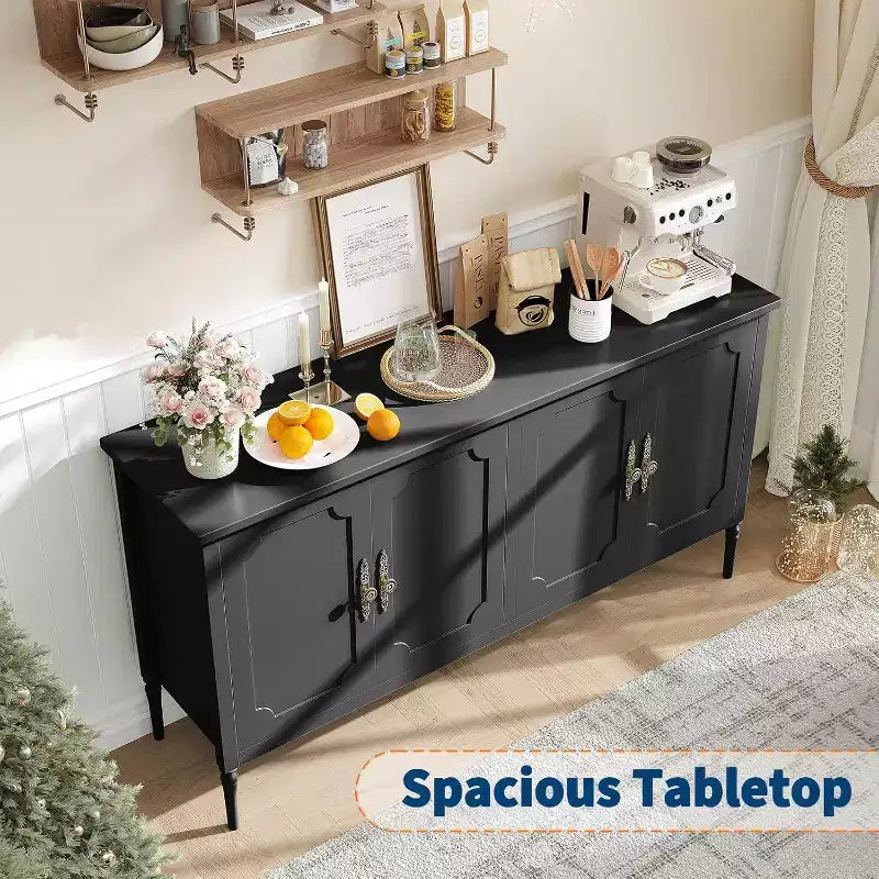 Credenza da Buffet Moderna da 59 Pollici con Mobile Contenitore, 4 Ante e Scaffali Regolabili, Credenza Mobile Bar per Sala da Pranzo e Soggiorno