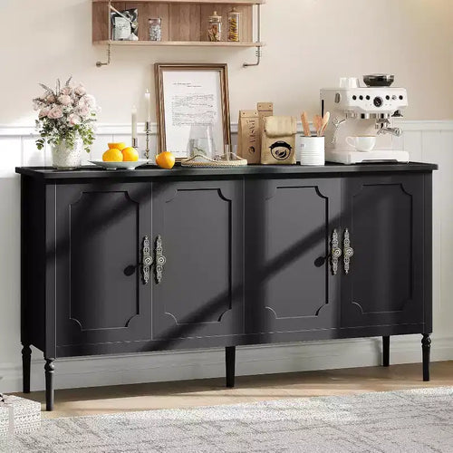 59 Modern Buffet Cabinet Sideboard with Storage, 4 Doors & Adjustable Shelves, Credenza Coffee Bar Cabinet for Dining Room, & Living Room