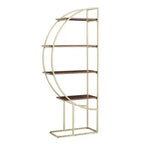 Diana Natural Finish Gold Metal Half Moon Bookcase - Natural/Gold - iNSPIRE Q