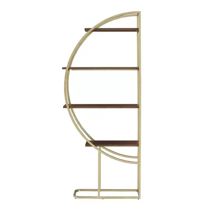 Diana Libreria Mezzaluna in Metallo con Finitura Naturale Dorata - Naturale/Oro - iNSPIRE Q